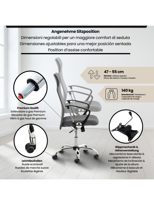 Silla de oficina Washington, gris