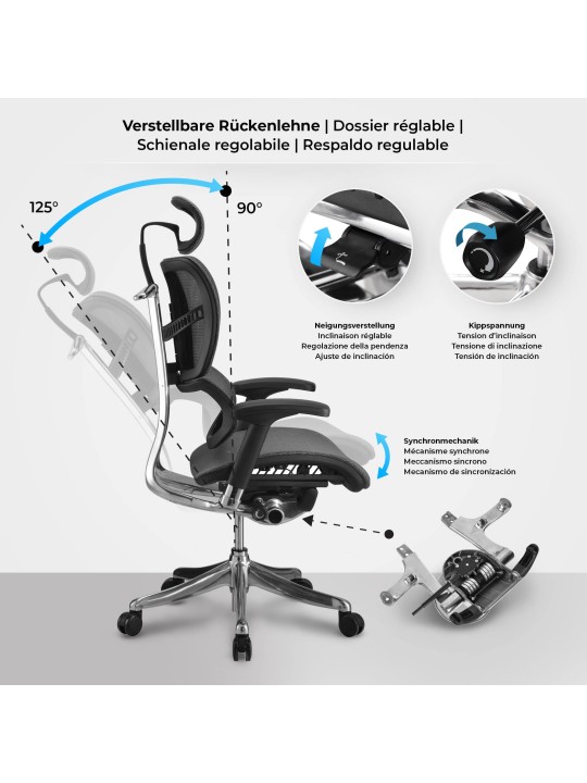 Silla de oficina Norfolk Ergonómica, gris