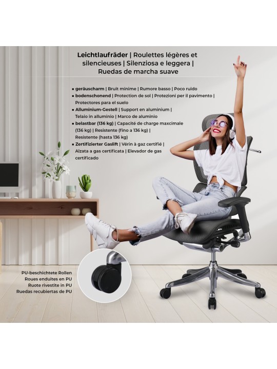 Silla de oficina Norfolk Ergonómica, gris