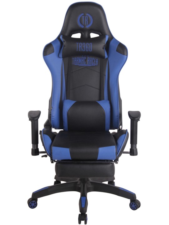 Silla de oficina Racing Turbo con reposapiés, negro/azul