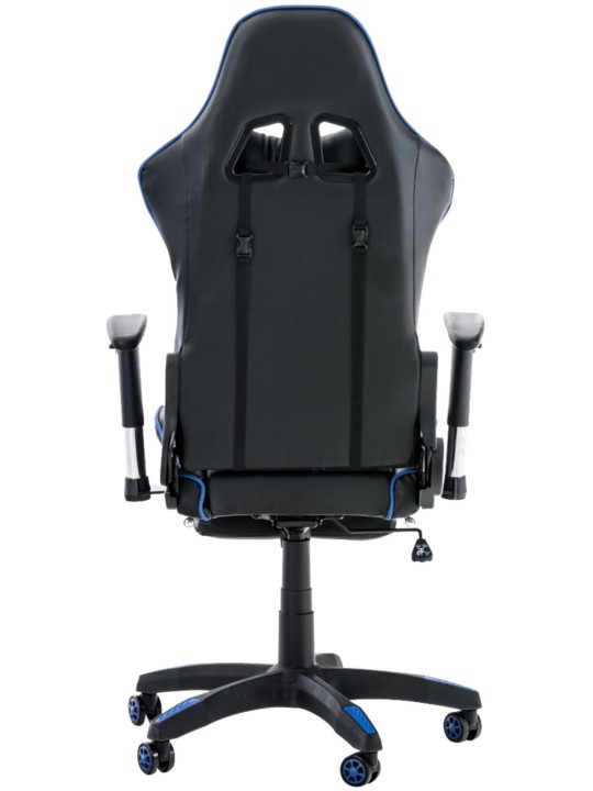 Silla de oficina Racing Turbo con reposapiés, negro/azul