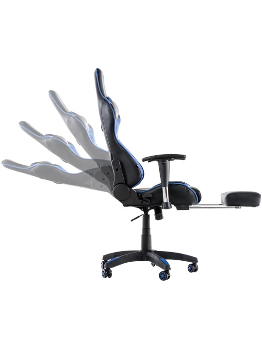 Silla de oficina Racing Turbo con reposapiés, negro/azul