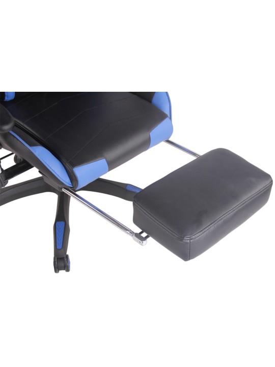 Silla de oficina Racing Turbo con reposapiés, negro/azul