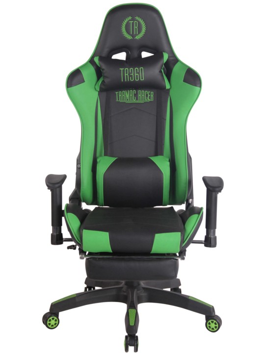 Silla de oficina Racing Turbo con reposapiés, negro/verde