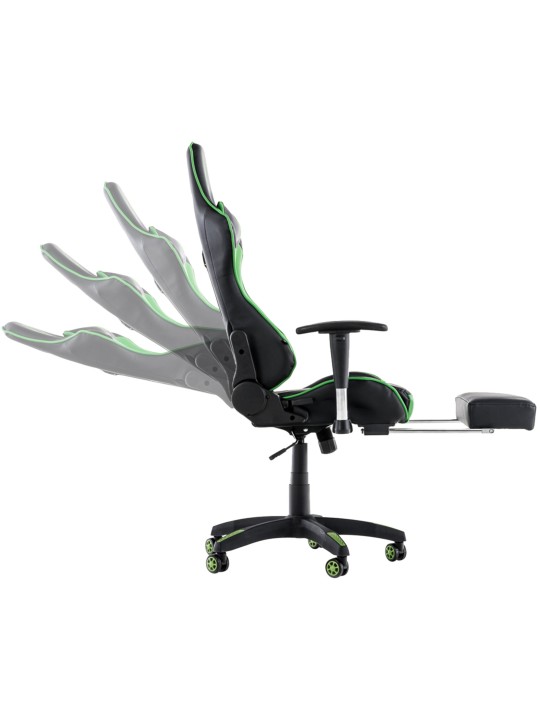 Silla de oficina Racing Turbo con reposapiés, negro/verde
