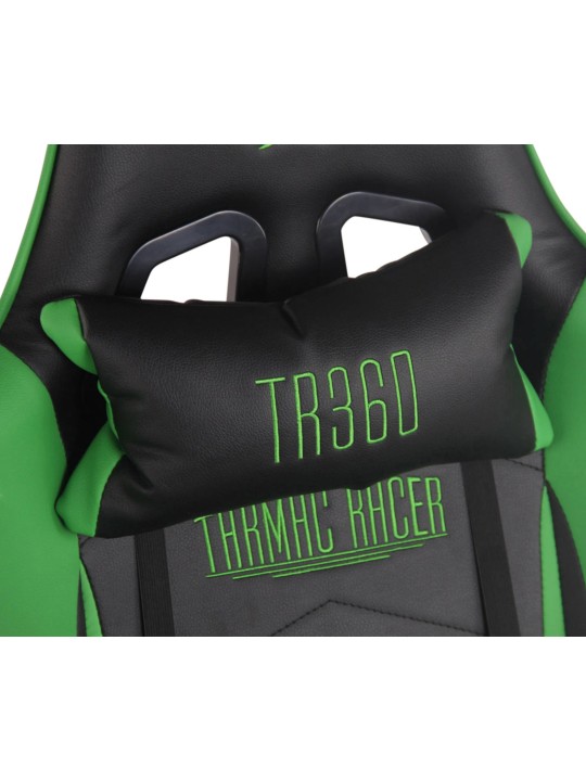 Silla de oficina Racing Turbo con reposapiés, negro/verde