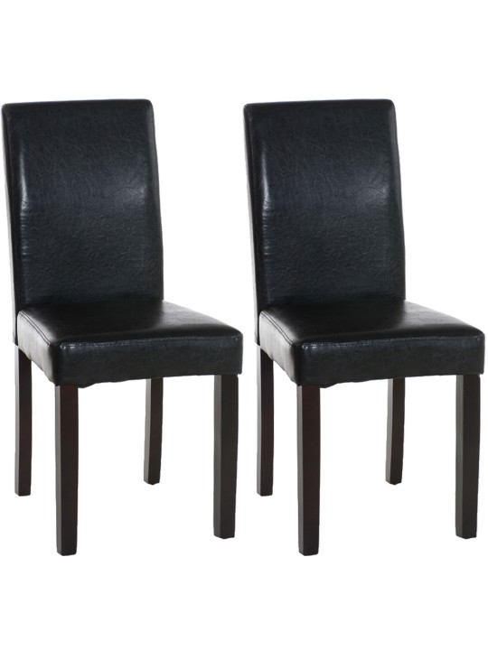 Juego de 2 sillas de comedor Ina marrón oscuro, negro Juego de 2 sillas de comedor Ina marrón oscuro, negro