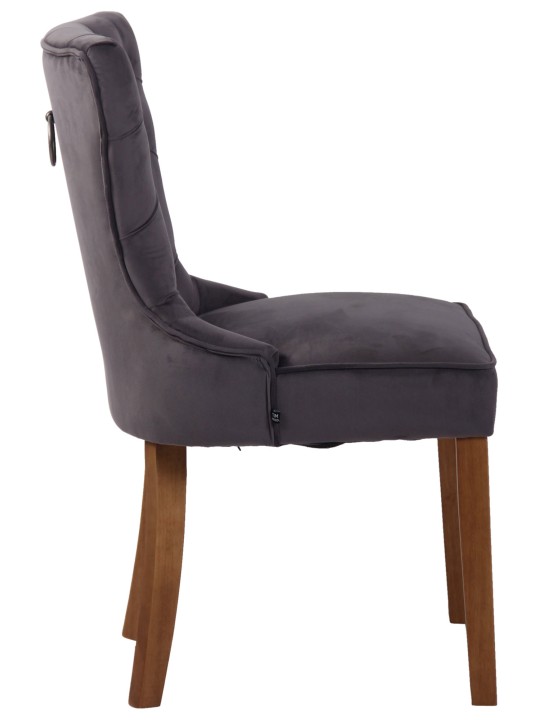 Juego de 4 sillas de comedor Franca terciopelo claro antiguo, gris oscuro