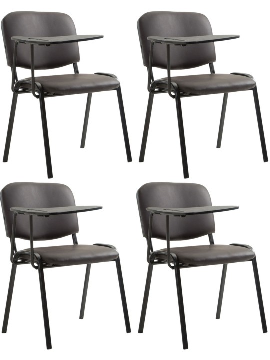 Juego de 4 sillas Ken con mesa plegable de piel sintética, marrón