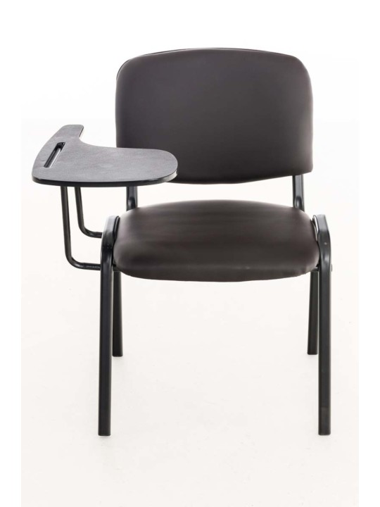 Juego de 4 sillas Ken con mesa plegable de piel sintética, marrón