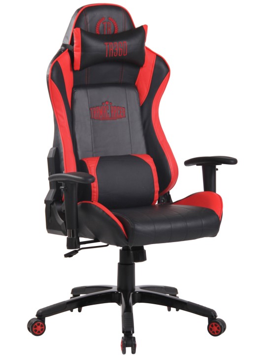 Silla de oficina Racing Shift X2 de cuero artificial sin reposapiés, negro/rojo