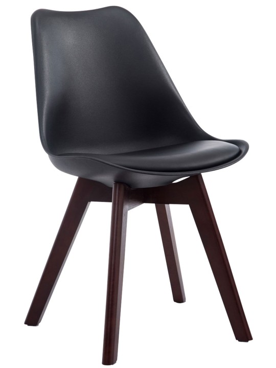 Juego de 4 sillas de visita Borneo V2 nogal ecopiel, negro