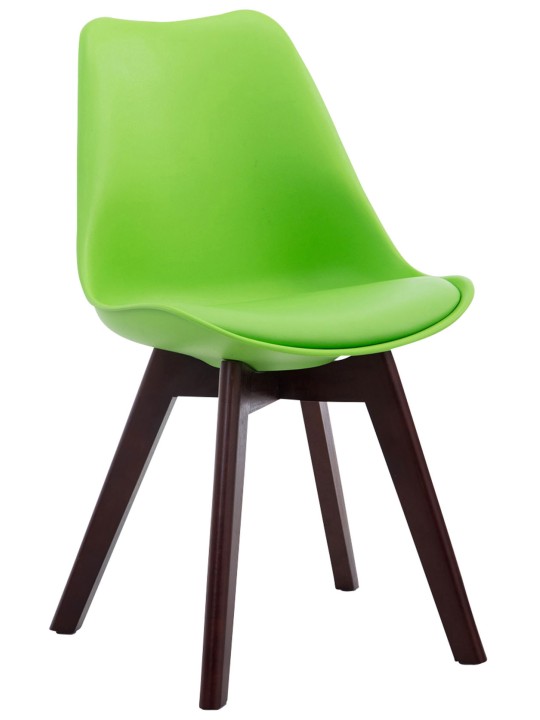 Juego de 4 sillas de visita Borneo V2 nogal ecopiel, verde