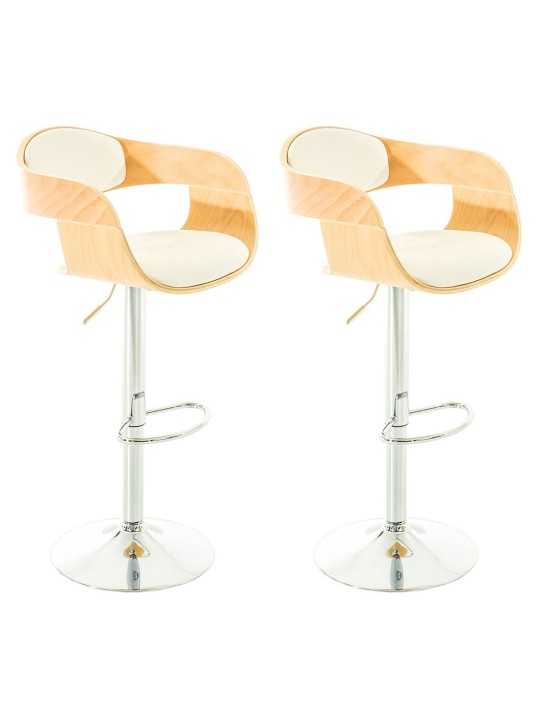 Juego de 2 taburetes de bar Kingston C piel sintética, natural/blanco