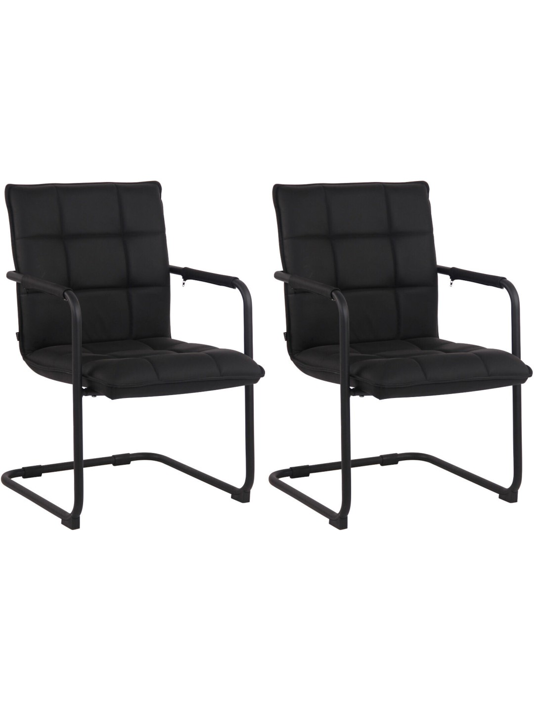 Juego de 2 sillas Gandia de piel auténtica, negro