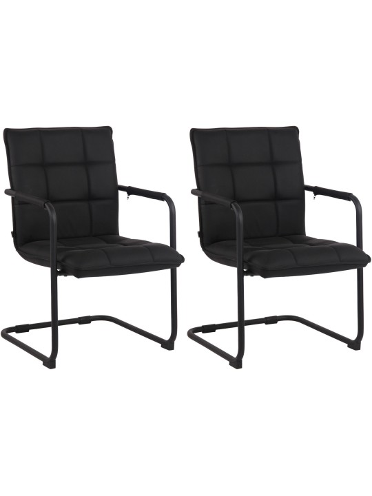 Juego de 2 sillas Gandia de piel auténtica, negro