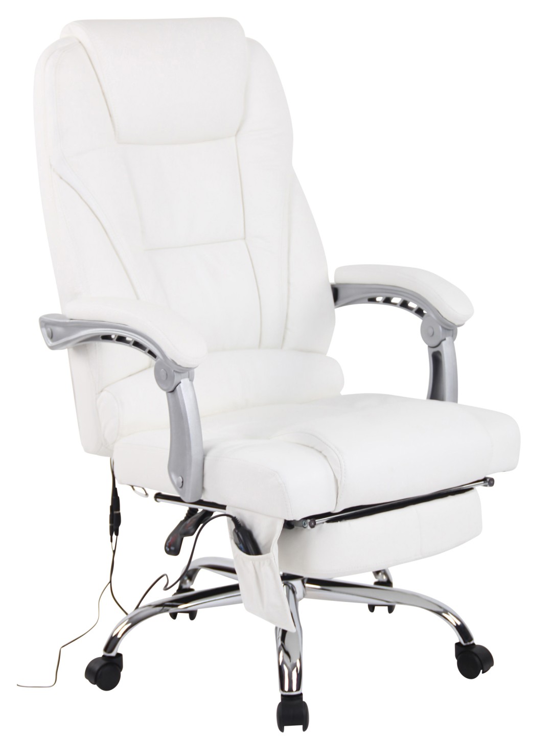 Silla de oficina Pacific de cuero genuino con función de masaje, blanco