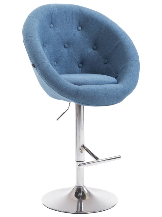 Taburete de bar London V2 tela cromo, azul