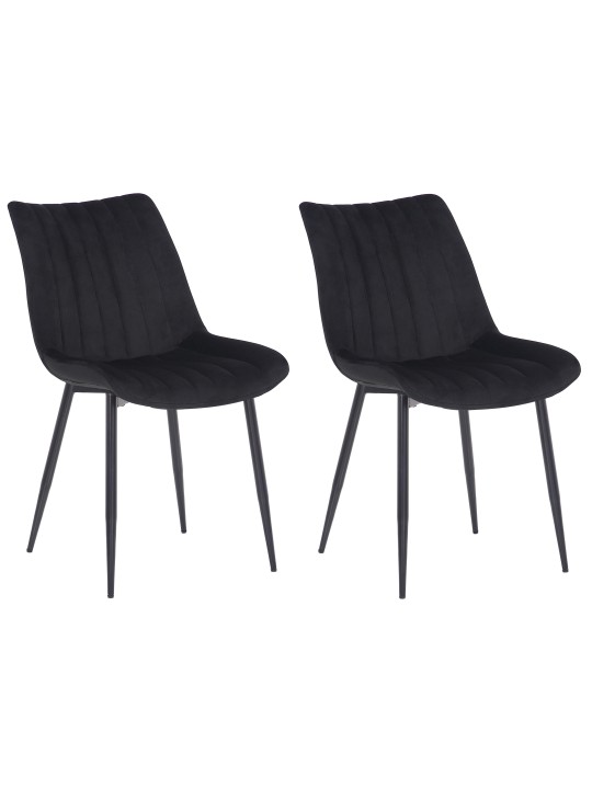 Juego de 2 sillas Rahden terciopelo, negro