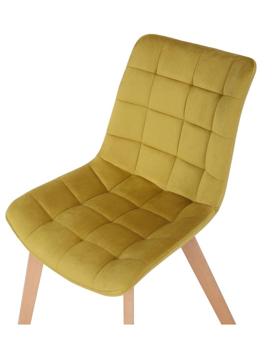 Juego de 2 sillas de comedor Passaic terciopelo, amarillo