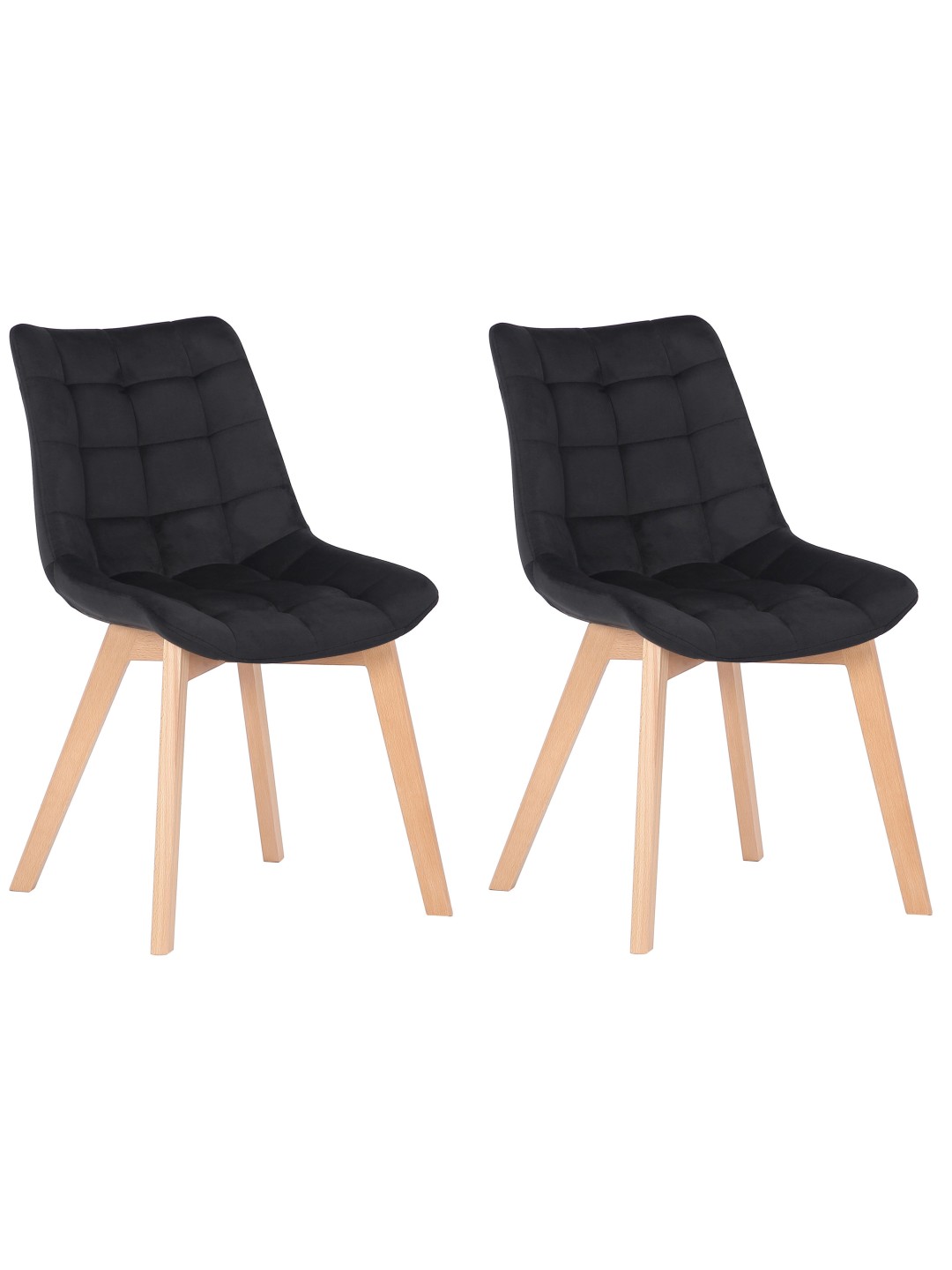Juego de 2 sillas de comedor Passaic terciopelo, negro