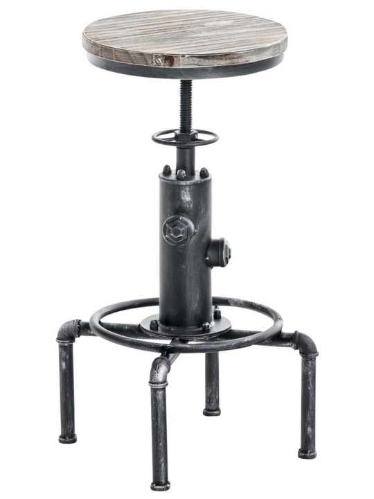 Juego de 2 taburetes de bar Lumos, madera, plata antigua