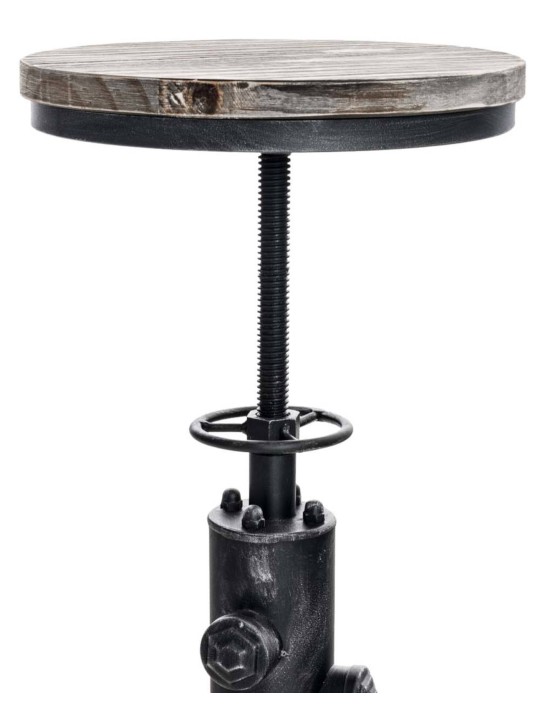 Juego de 2 taburetes de bar Lumos, madera, plata antigua