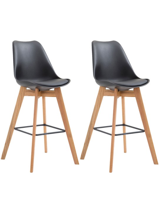 Juego de 2 taburetes de bar Metz plástico natural, negro