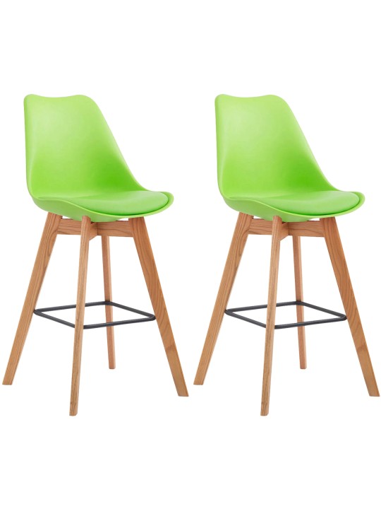 Juego de 2 taburetes de bar Metz plástico natural, verde
