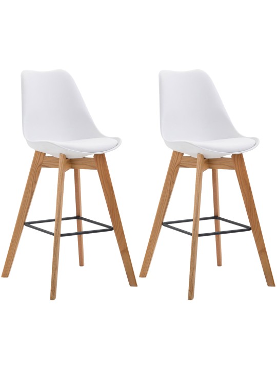Juego de 2 taburetes de bar Metz plástico natural, blanco