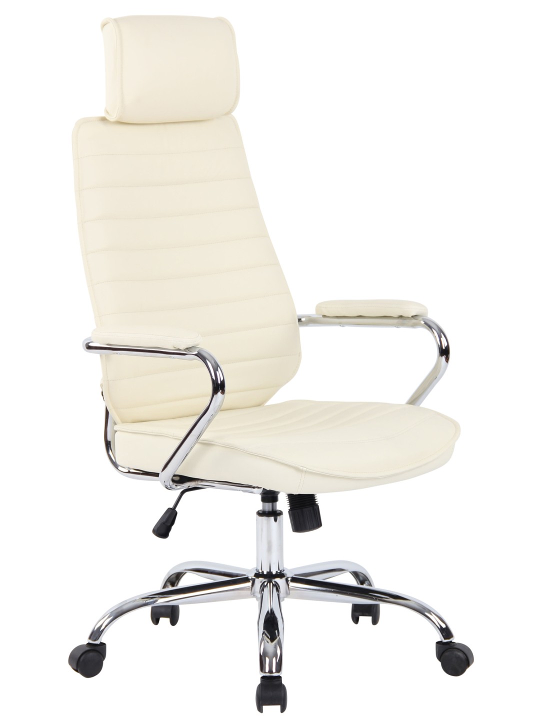 Silla de oficina Rako cuero genuino, crema