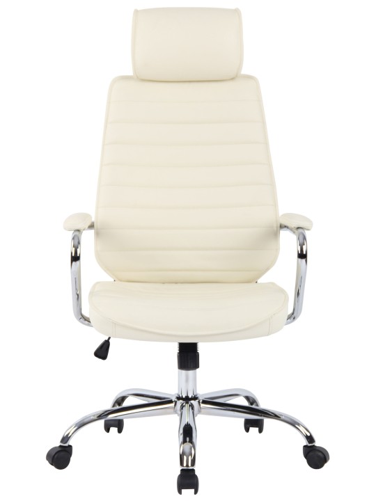 Silla de oficina Rako cuero genuino, crema