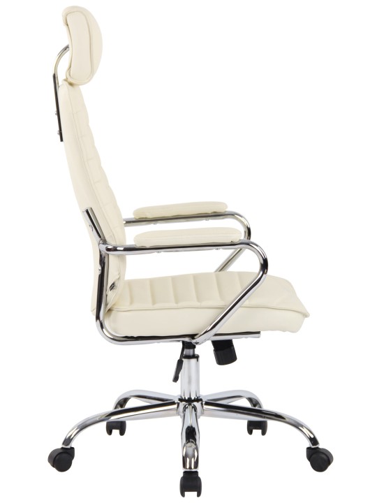 Silla de oficina Rako cuero genuino, crema