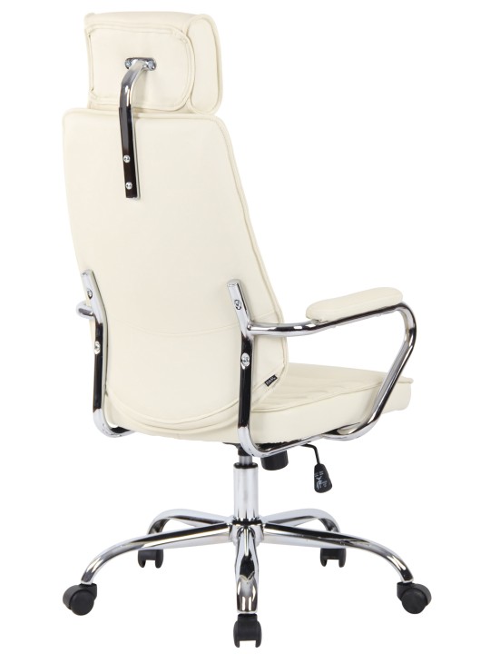 Silla de oficina Rako cuero genuino, crema