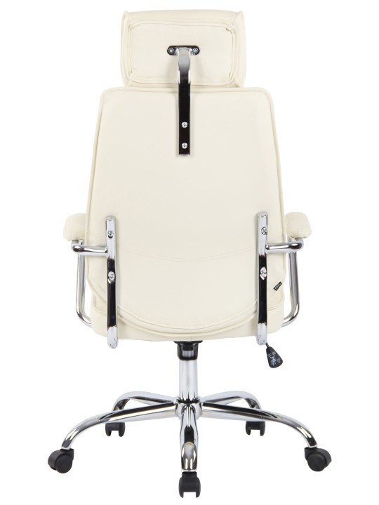 Silla de oficina Rako cuero genuino, crema