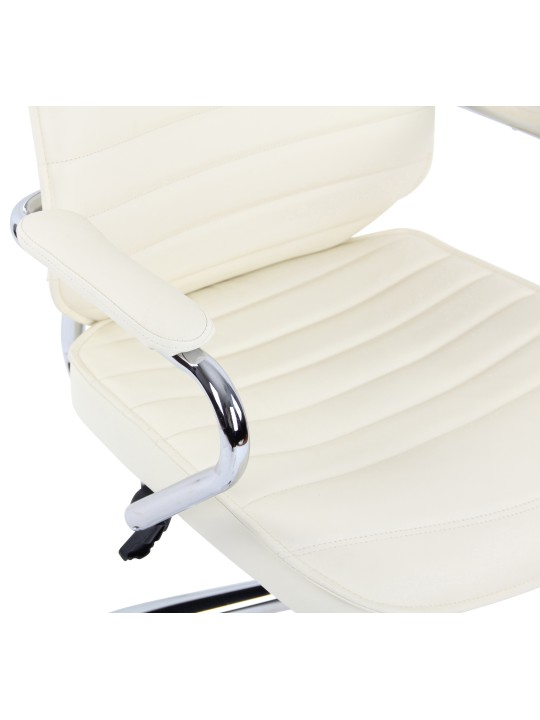 Silla de oficina Rako cuero genuino, crema