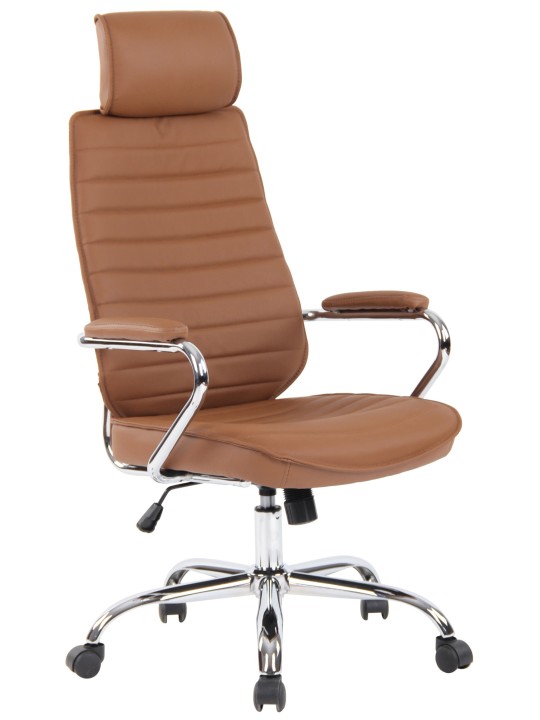 Silla de oficina Rako cuero genuino, marrón claro