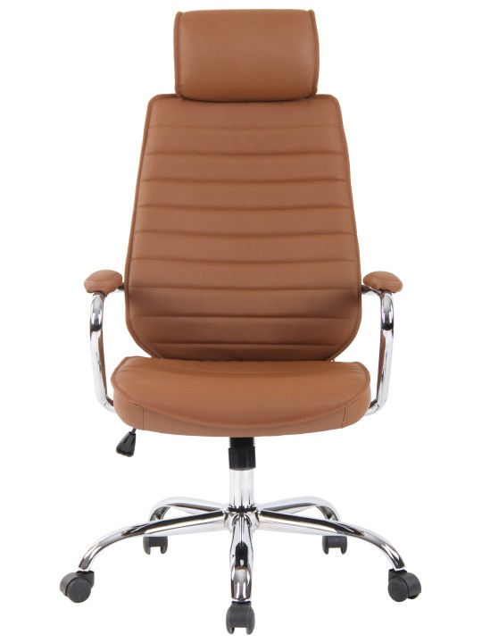 Silla de oficina Rako cuero genuino, marrón claro