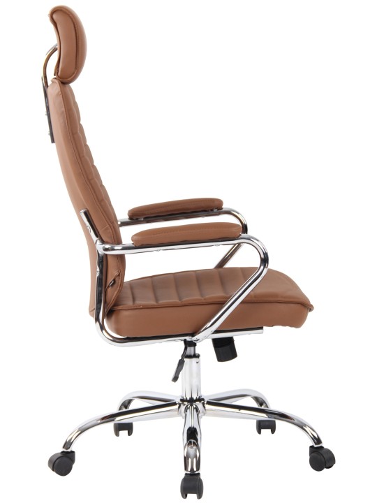 Silla de oficina Rako cuero genuino, marrón claro