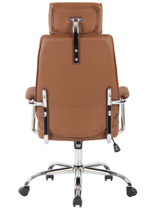 Silla de oficina Rako cuero genuino, marrón claro