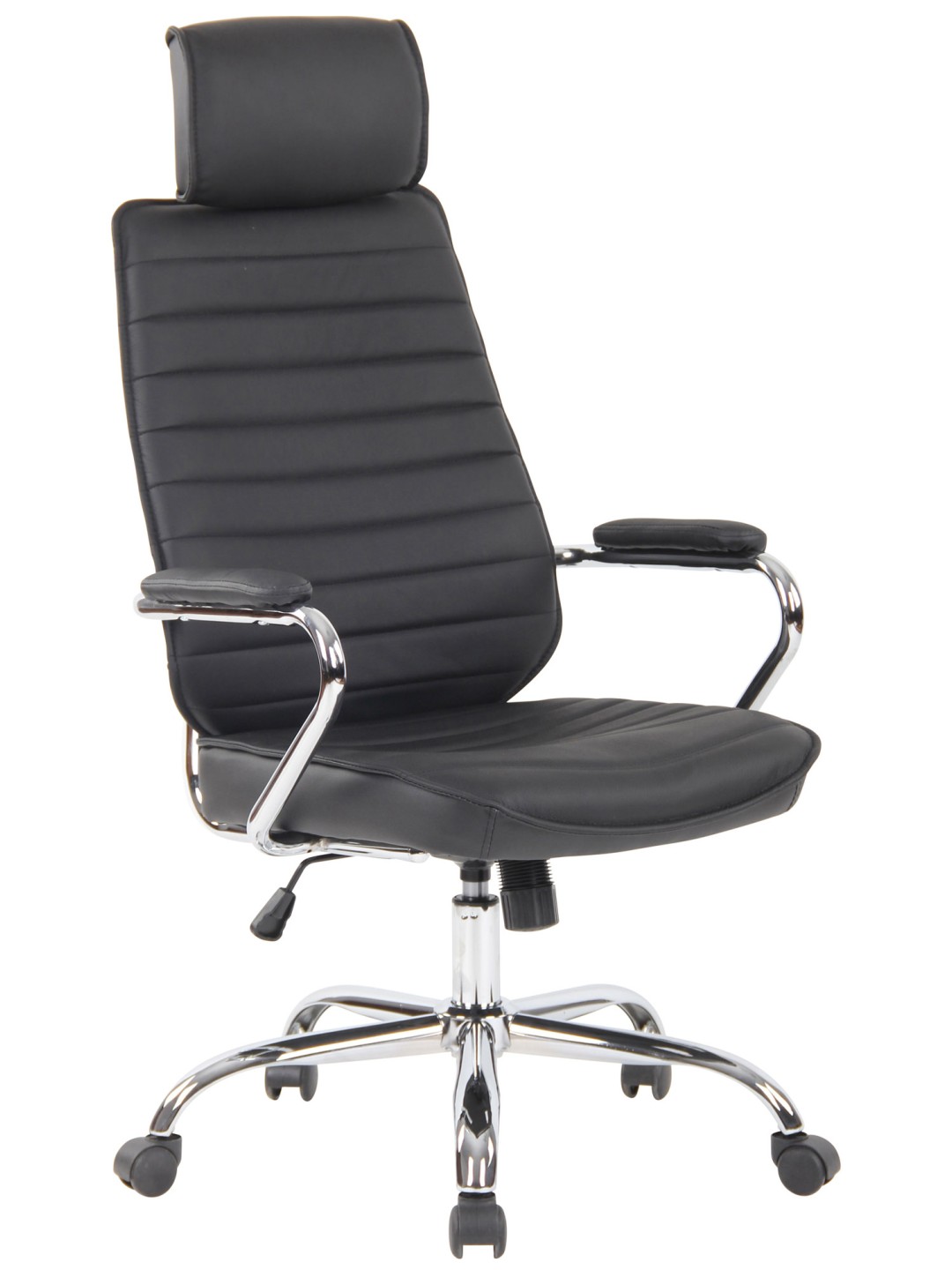 Silla de oficina Rako cuero genuino, negro