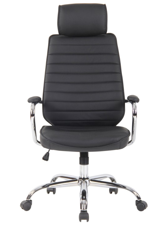 Silla de oficina Rako cuero genuino, negro