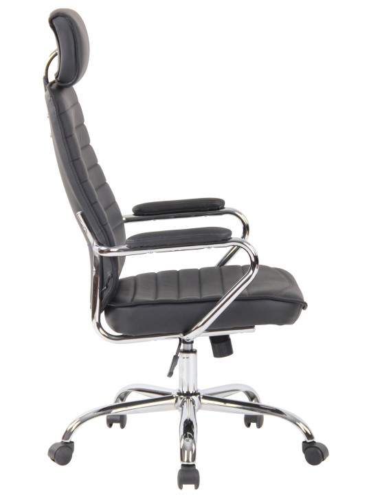 Silla de oficina Rako cuero genuino, negro