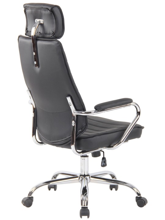 Silla de oficina Rako cuero genuino, negro