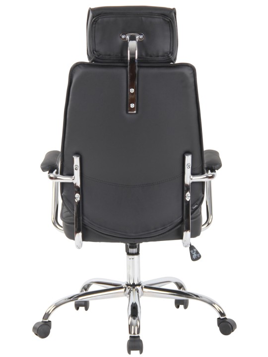 Silla de oficina Rako cuero genuino, negro