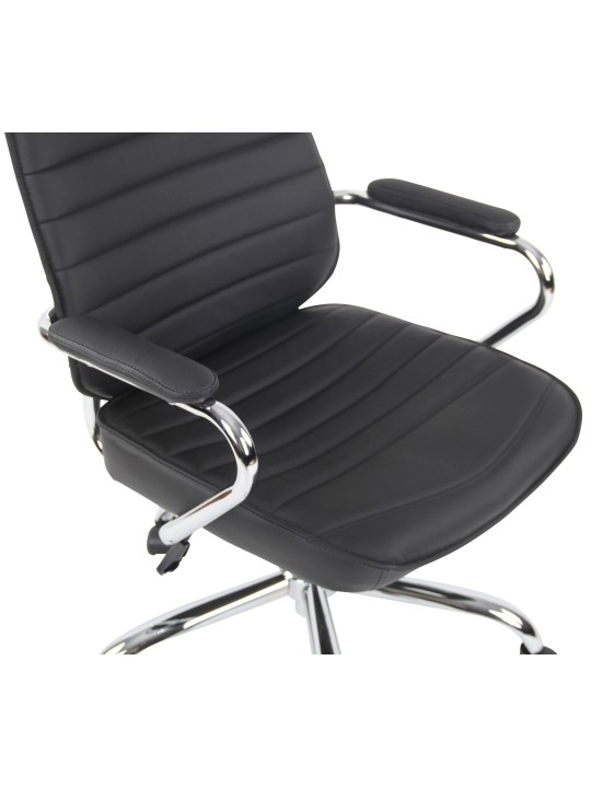 Silla de oficina Rako cuero genuino, negro