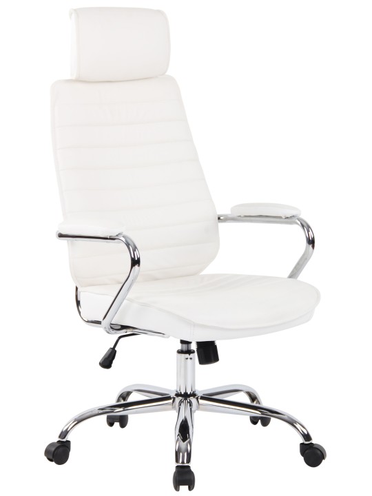 Silla de oficina Rako cuero genuino, blanco Silla de oficina Rako cuero genuino, blanco