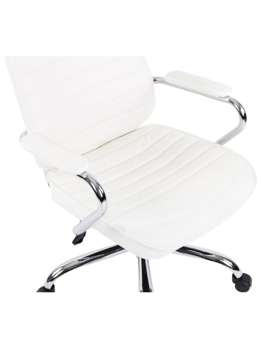 Silla de oficina Rako cuero genuino, blanco Silla de oficina Rako cuero genuino, blanco