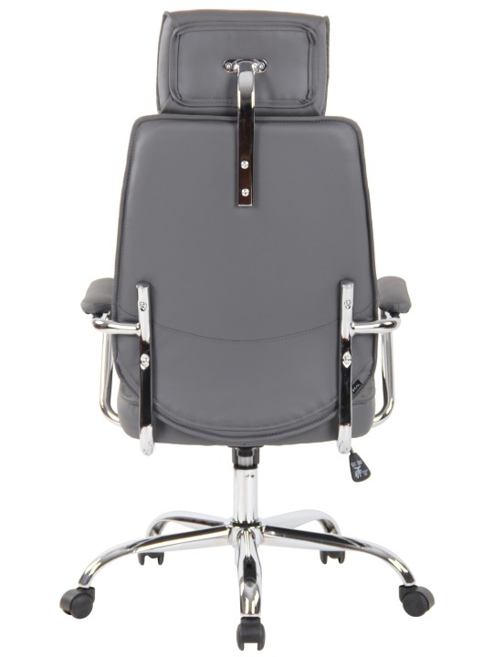 Silla de oficina Rako cuero genuino, gris