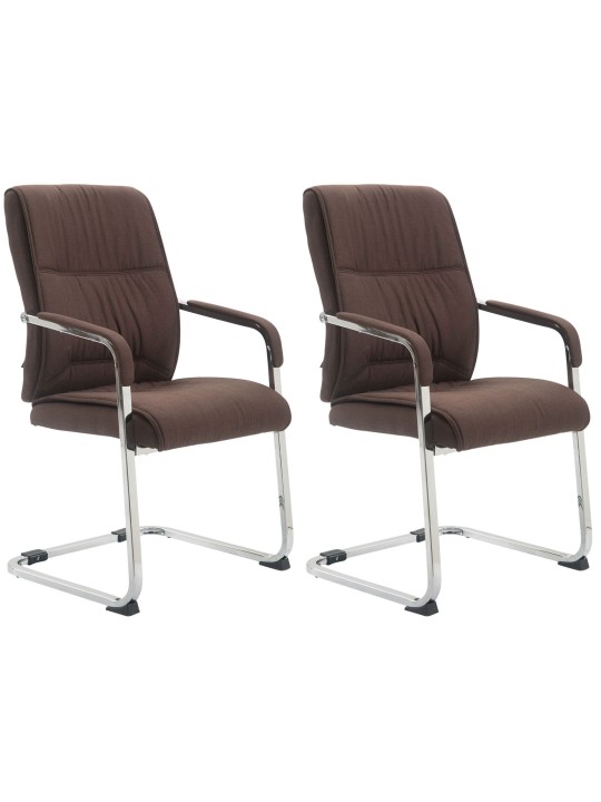 Conjunto de 2 sillas voladizas XL tela Anubis, marrón